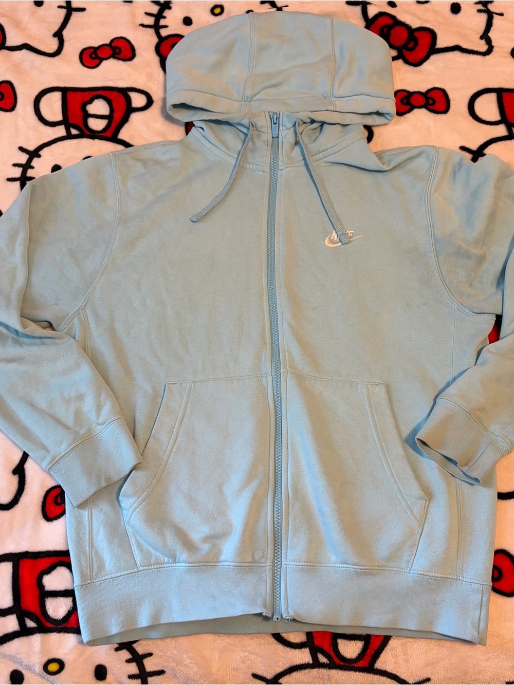 Nike Light Blue Zip-Up Hoodie with Hood